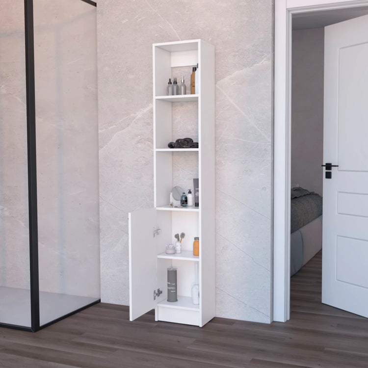 White Linen Cabinet With 1 Door