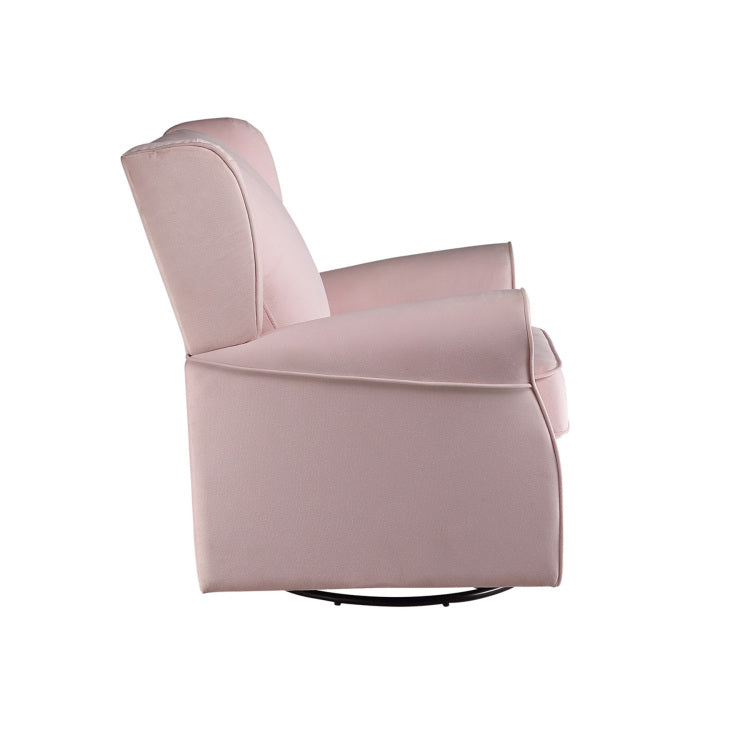 Fabric Upholstered Swivel Chair With Glider, Pink