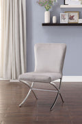 Daire Light Gray Velvet & Chrome Finish Side Chair Set Of 2