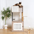 Cat Tree With Litter Box Enclosure, All In One Cat Tower For Indoor Cats With Large Hammock, Bed, Food Station, Scratching Posts, Modern Style Pet Furniture, Gray White