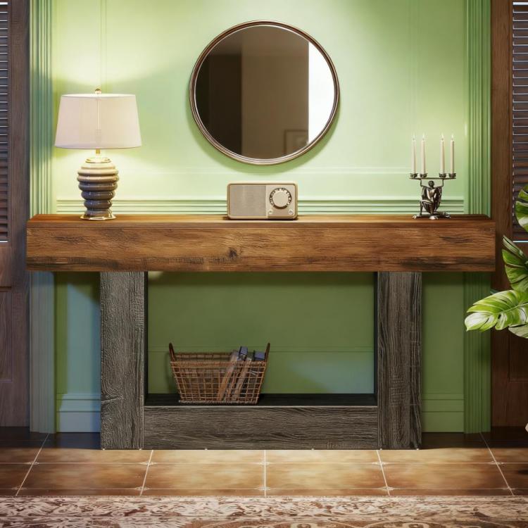 Wooden Console Table, Narrow Long Wood Sofa Table, Living Room Table Rectangular Sofa Table Behind The Couch