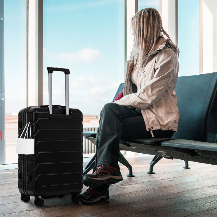 Hifine Tourist 20" 24" 28" 3 Pcs Set In Abs Spinner Wheel Luggage, Matching Color , With Combination Lock Black