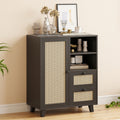Rattan Buffet Cabinet With Adjustable Shelf, Sideboard With Drawers For Living Room, Kitchen, Entryway