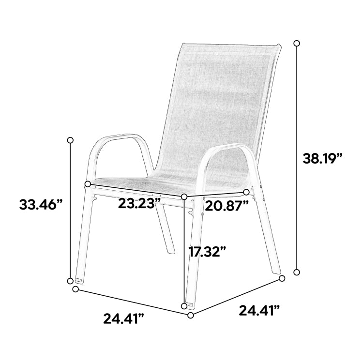 4 Piece Patio Chairs, Outdoor Camping Chairs With Textilene Fabric, Set Of 2 Garden Chairs With Armrest High Backrest For Garden Patio Pool Beach Yard Space Saving Grey