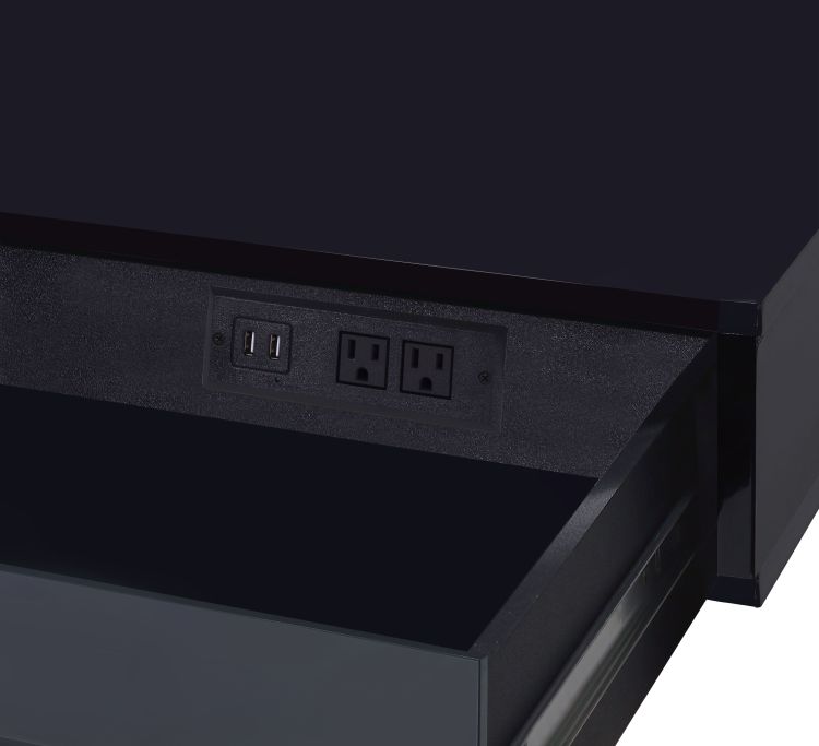 Black High Gloss And Chrome Writing Desk With Usb Port