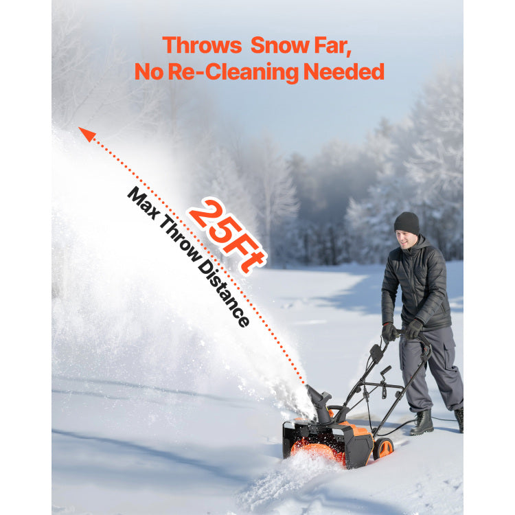 Electric Snow Blower, 23 Inch 15A Corded Snow Thrower With Dual Led Headlights & 180 Rotating Chute, 25Ft Throwing Distance, 12" Depth Clearing, Walk Behind Snowblower For Driveway Sidewalk