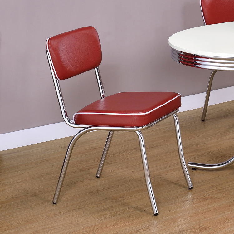 Red And Chrome Upholstered Side Chairs Set Of 2