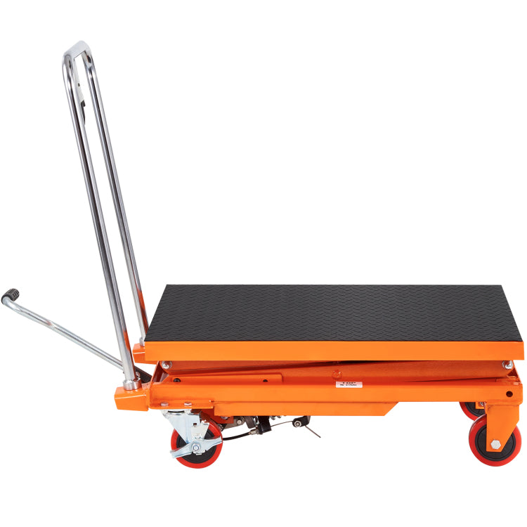 Hydraulic Lift Table Cart, 330Lbs Capacity 50" Lifting Height, Manual Double Scissor Lift Table With 4 Wheels And Non Slip Pad, Hydraulic Scissor Cart For Material Handling And Transportation
