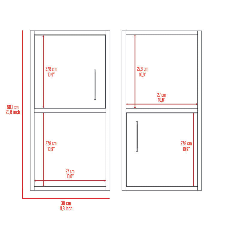Oba 2 Pc Wall Mounted Bathroom Medicine Cabinet With Open And Closed Storage
