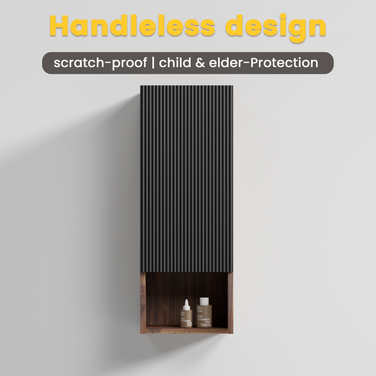 Cc1014S110.309 Black & Walnut Bathroom Floating Side Cabinet, Wall Mounted Storage Cabinet For Small Space, Kd