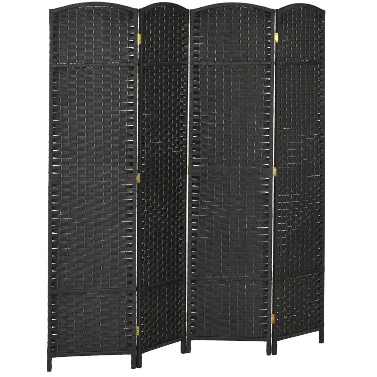 Homcom Room Divider, 4 Panel Folding Privacy Screen, 5.6' Tall Freestanding Partition For Home Office, Bedroom, Black