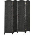 Homcom Room Divider, 4 Panel Folding Privacy Screen, 5.6' Tall Freestanding Partition For Home Office, Bedroom, Black