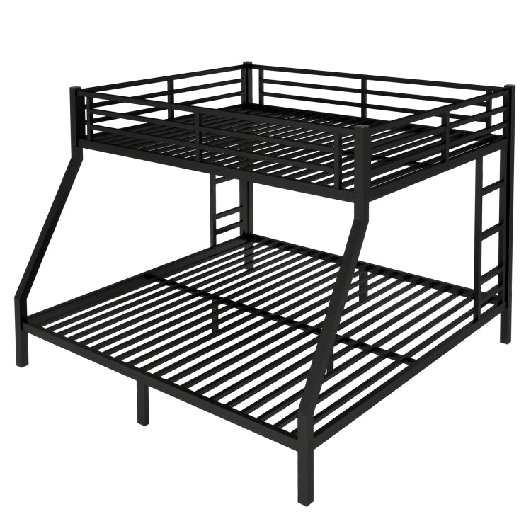 Metal Queen Over King Bunk Bed For Teens And Adults,Space Saving Noise Reduced No Box Spring Needed, Black