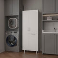 The Mirage Modern Storage Cabinet With 2 Doors, 1 Drawer, And Metal Legs, Perfect For Organizing Bathrooms, Laundry Rooms, And Common Areas, White