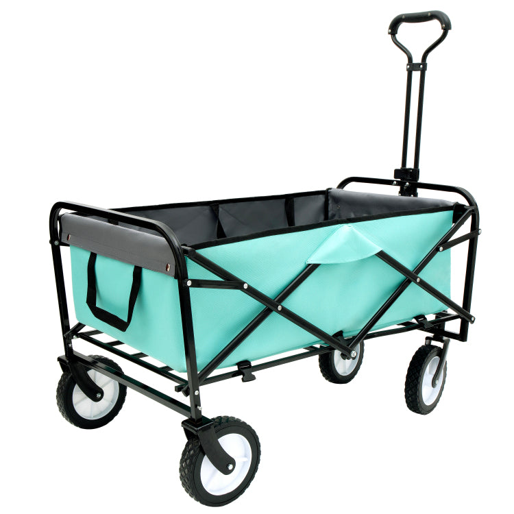 360Lbs Collapsible Foldable Wagon Cart With Strapping System ,Beach Wagon Utility Cart Utility Wagon Grocery Cart For Camping Shopping Sports Gardening Fishing Supports 3Pcs Plastic Liner Bag Green