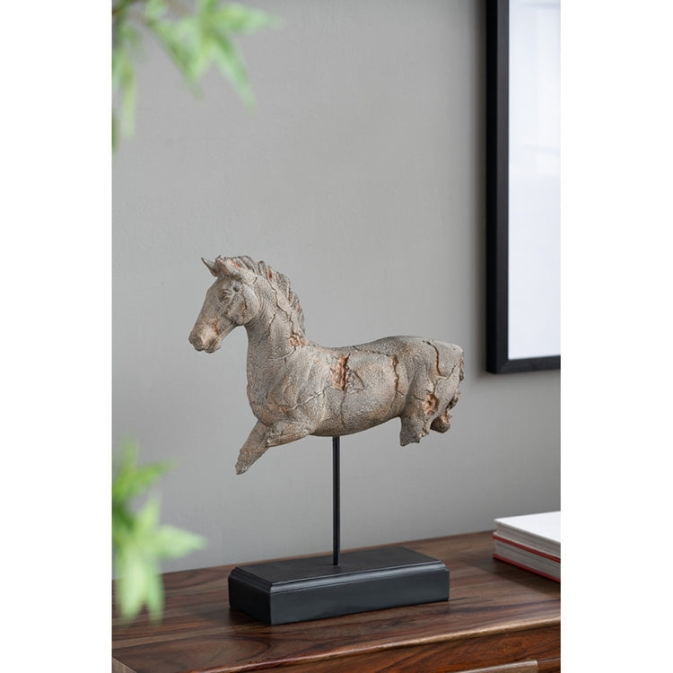 14X4.5X17" Antique Horse Statue On Stand