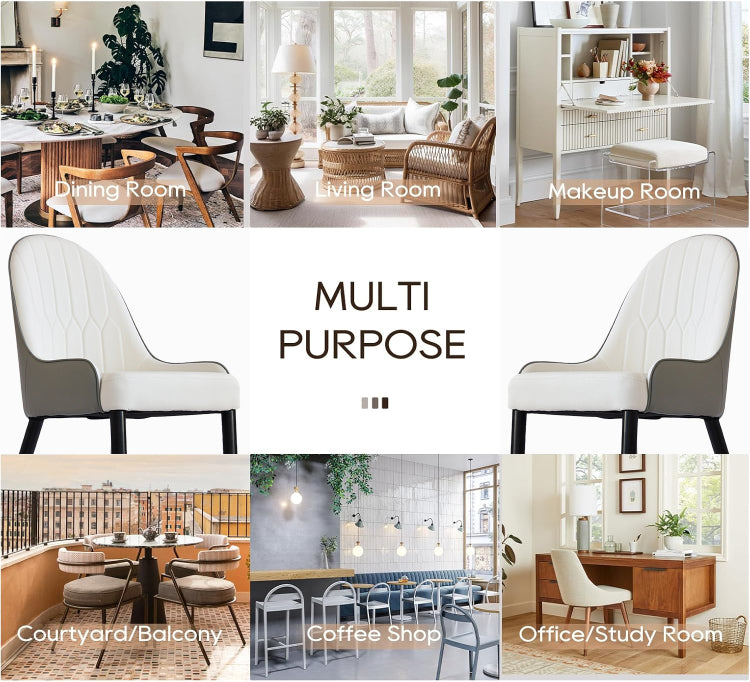 Modern Pu Sponge Filled Dining Chair, Solid Wood Metal Legs, Suitable For Restaurants, Living Rooms And Rooms Set Of 2