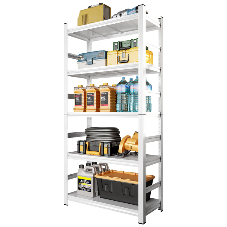 71" H Adjustable Storage Rack, Adjustable Shelves, 2000Lbs Five Tier Shelving Unit, Scratch Resistant And Wear Resistant Panels, White, Requires Assembly