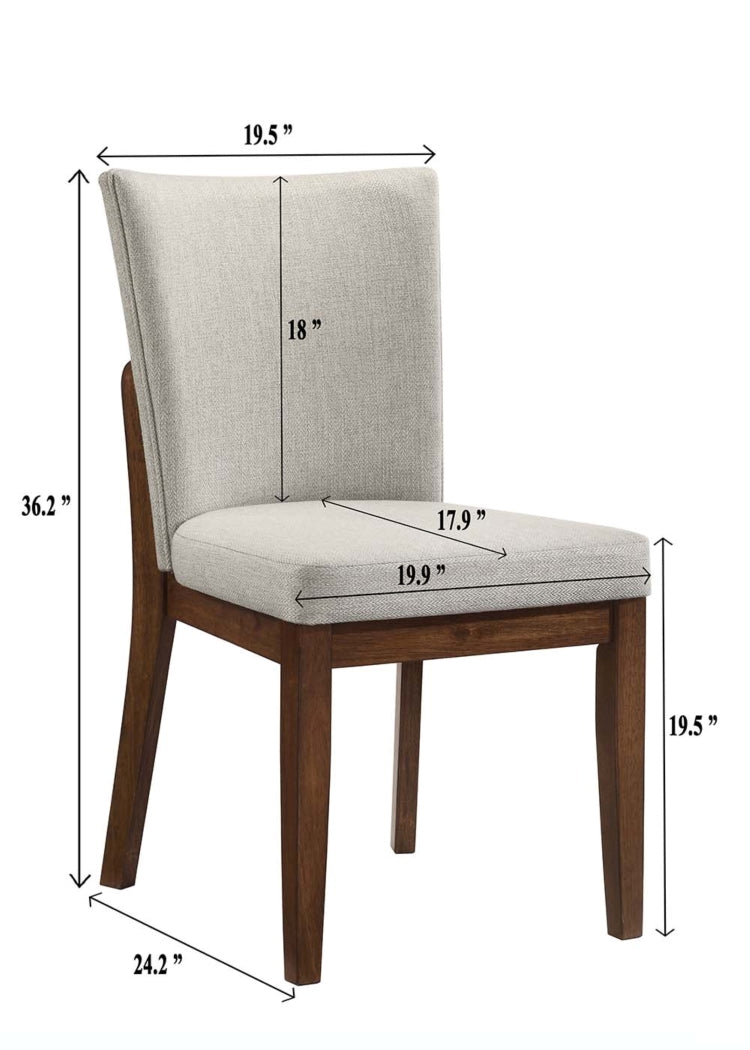 2Pc Mid Century Brown Warm Wood Finish Curved Chairs Upholstered Seat Back Dining Room Wooden Solid Wood Furniture