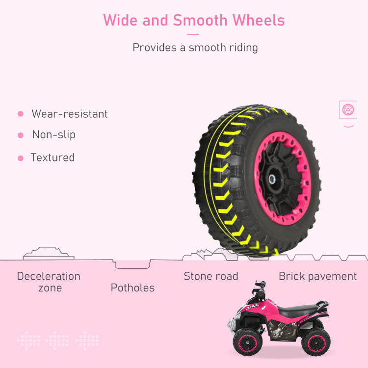 Aosom No Power Kids Ride On Push Car, Ride Racer, Foot To Floor Sliding Car, Walking Atv Toy With Music, Lights, For 1.5 3 Years Old, Pink