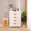 White 5 Drawer Dresser With Wheels Modern Storage Cabinet