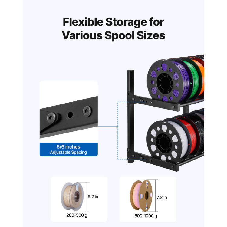 Wall Mount Printer Filament Storage Rack 2 Tier Filament Spool Holder Rack