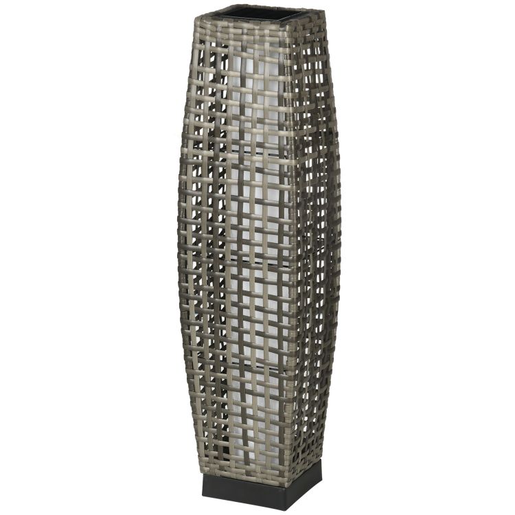 Outsunny Solar Floor Lamp, Outdoor Garden Lantern Pathway Light & Decorative Driveway Lighting With Auto On Off Led Lights For Porch, Yard, Lawn, Courtyard, Deck, Gray