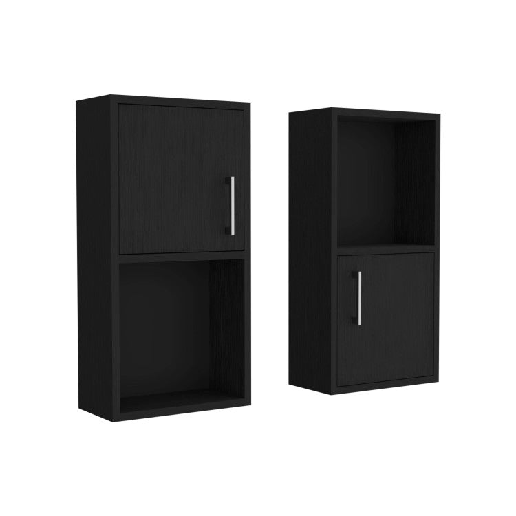 Wall Mounted Bathroom Medicine Cabinet Eak 24" H, Two Doors, Two Shelves,Black