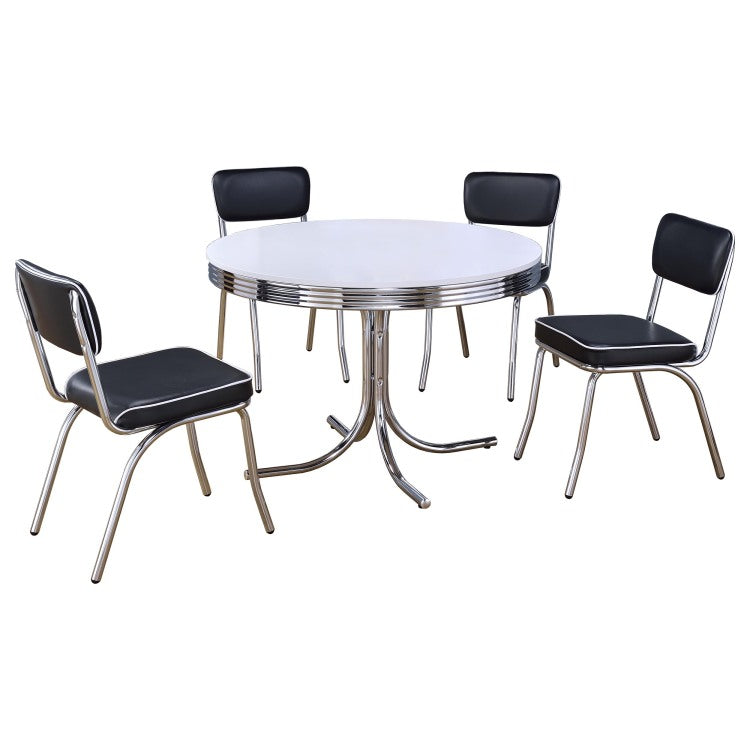Marla White And Chrome 5 Piece Dining Set