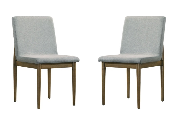 Natural Tone Frame Light Gray Fabric Set Of 2Pc Side Chairs Dining Room Furniture Chair Upholstered Seat