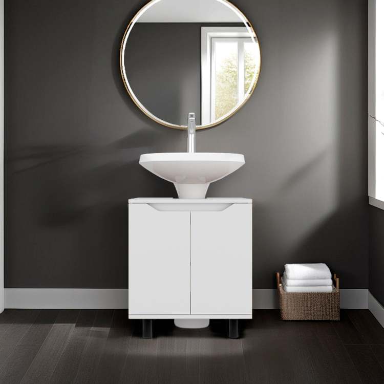 White Bathroom Vanity Cabinet For Pedestal Sink