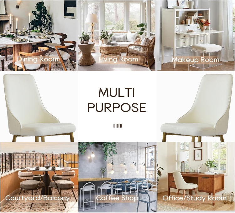 Modern Pu Sponge Filled Dining Chair, Solid Wood Metal Legs, Suitable For Restaurants, Living Rooms And Rooms Set Of 2