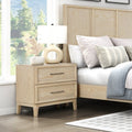 Contemporary Design Nightstand Of 2 Drawers Light Brown Finish Ball Bearing Glides Wooden Bedroom Furniture 1Pc Bedside Table