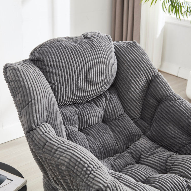 Lazy Chair With Ottoman, Modern Lounge Accent Chair With Armrests And A Side Pocket, Leisure Upholstered Sofa Chair Reading Chair With Footrest For Small Space, Corner Chair Grey