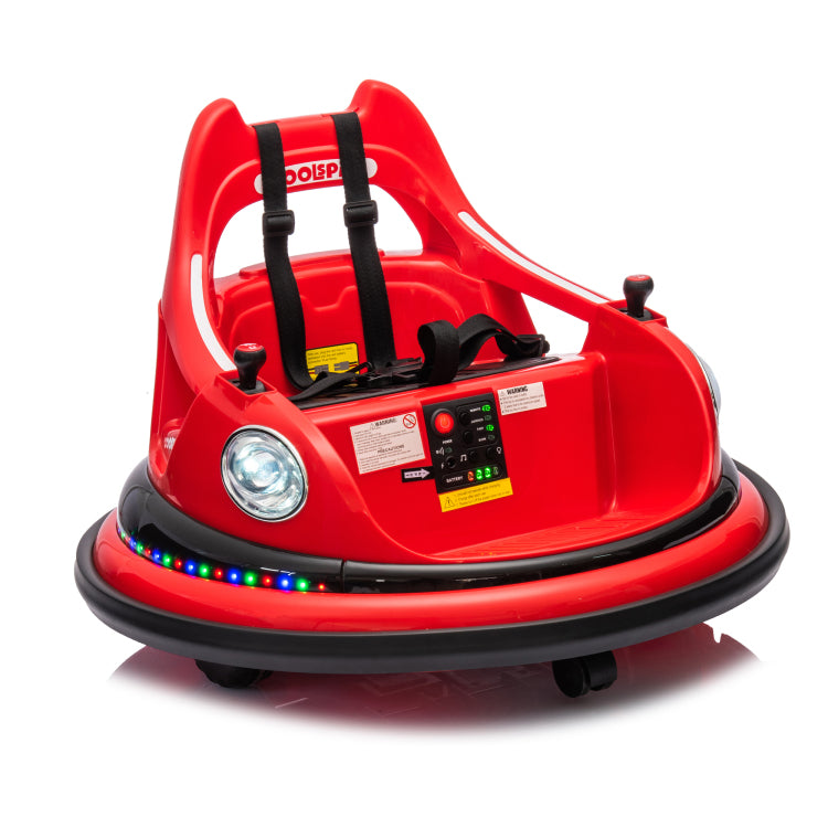 12V Ride On Bumper Car For Kids,Electric Car For Kids,1.5 5 Years Old,W Remote Control, Led Lights, Bluetooth & 360 Degree Spin, Vehicle Body With Anti Collision Padding Five Point Safety Belt,2Wd