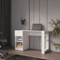 White Computer Desk With Drawer And Open Storage