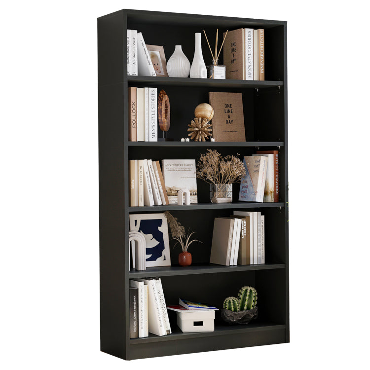 5 Shelf Modern Wood Bookshelf 60 Inch Tall, Wide Manga & Bookcase For Bedroom & Living Room Library Bookcase