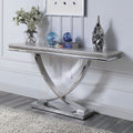 Glam Style Modern Sofa Table 1Pc Stainless Steel Pedestal Base 18Mm Faux Marble On Top Metal Structure Chroma Finish Coffee Table Not Included