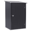 Outsunny 3.3' X 3.4' Outdoor Storage Shed, Galvanized Metal Utility Garden Tool House, Lockable Door For Backyard, Bike, Patio, Garage, Lawn, Dark Gray