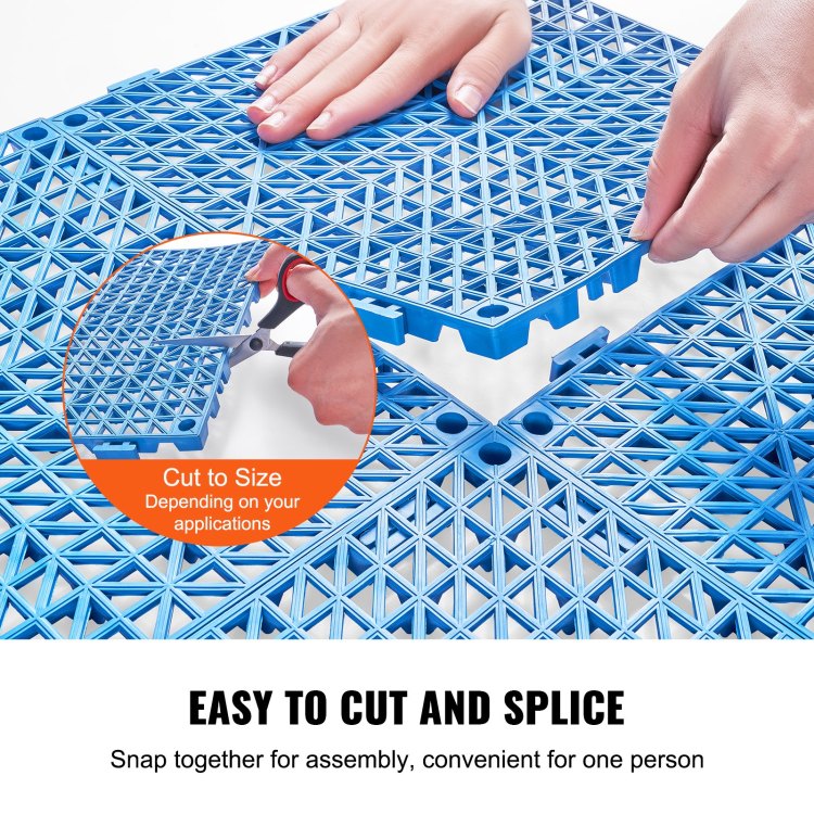 Interlocking Tile 55Pcs Blue, Drainage Tiles 12" X 12" Splicing, Pvc Interlocking Drainage Floor Tiles, Non Slip Drainage Holes For Restroom, Bathroom, Kitchen, Pool, Wet Areas, Blue