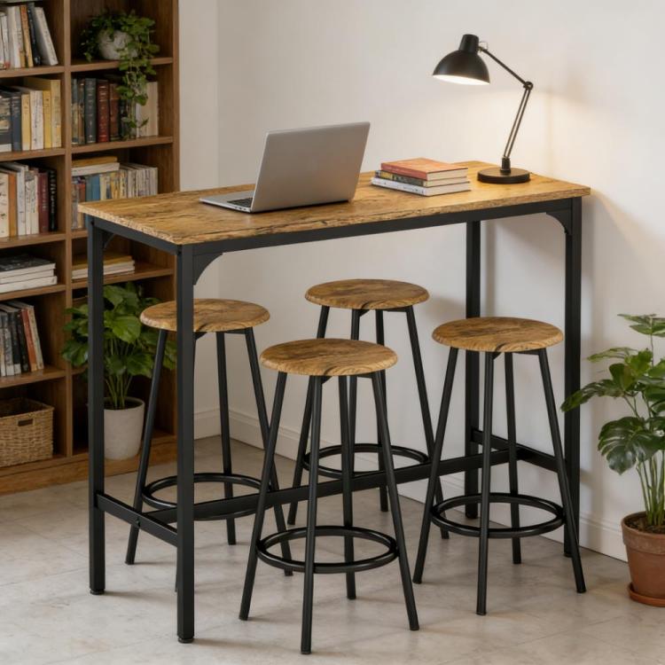 Table With Stools,Kitchen Table 4 Chairs,5 Piece Counter Height Bar Table And Chairs Set