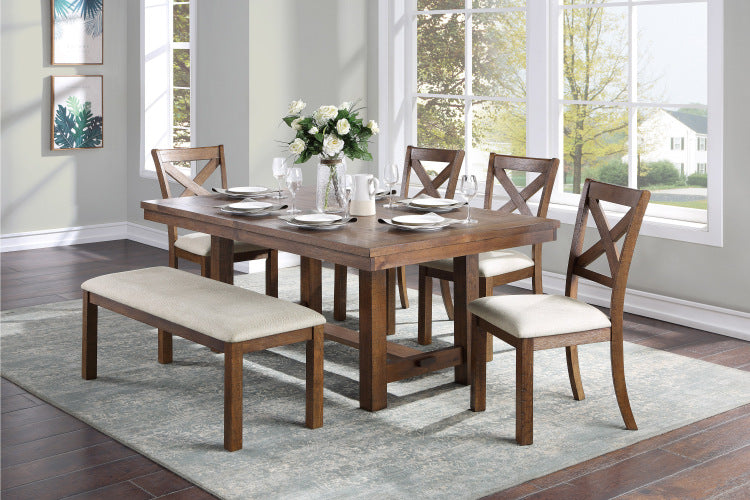 Dining Table Brown Finish Wooden Rectangle Transitional Style Kitchen Dining Room Furniture 1Pc