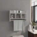 Bathroom Wall Shelf With Towel Bar, Compact Storage With A Wide Upper Shelf, Three Comapct Middle Shelves And Towel Holder For Bathroom Organizer