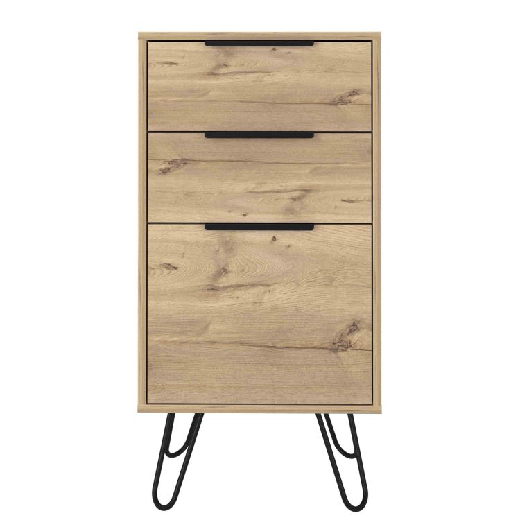 Augusta Light Dresser, Hairpin Legs, Superior Top,Three Drawers Light Oak