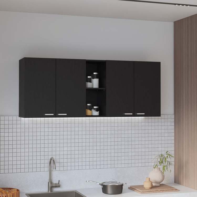 59 Inch Four Swing Doors Wall Cabinet Wenge