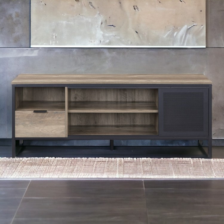 Nantan Rustic Oak & Black Finish Tv Stand