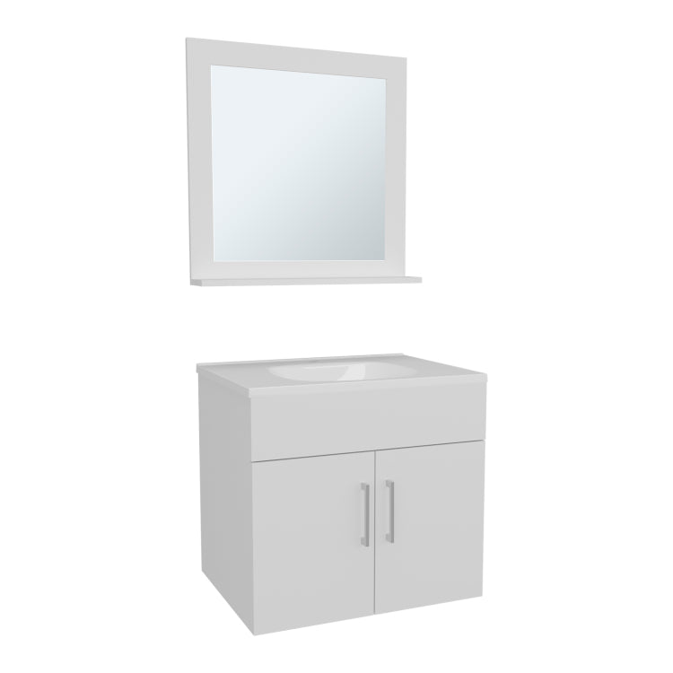 Blake Bathroom Mirror Cabinet With Two Interior Shelves, Wall Mounted Storage White