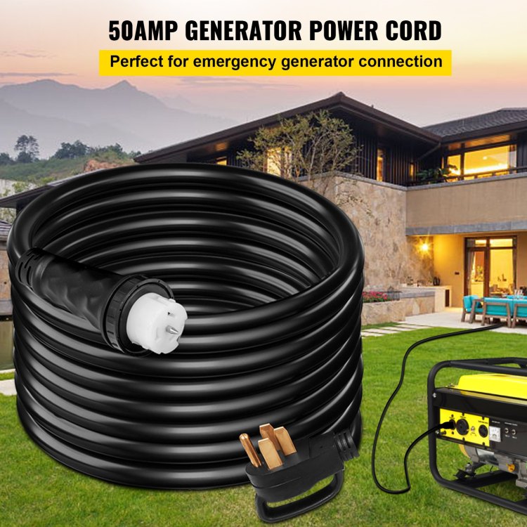 15Ft 50 Amp Generator Extension Cord Stw 6 3 8 1 Generator Cord 125V 250V Generator Power Cord N14 50P & Ss2 50R & Cs6364 Twist Lock Connectors