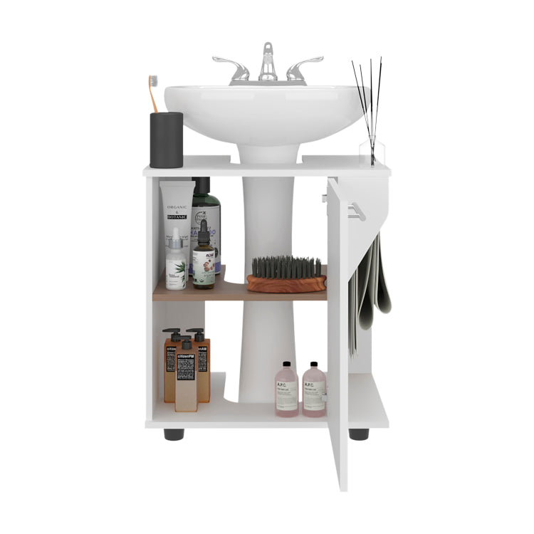 Gila Bend Under Sink Storage Cabinet, Compact Design, With Two Shelves For Organizing Bathroom Items, White