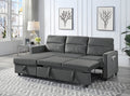 Iride 81.5"W Dark Gray Velvet Reversible Sleeper Sectional Sofa With Storage Chaise And Side Pocket
